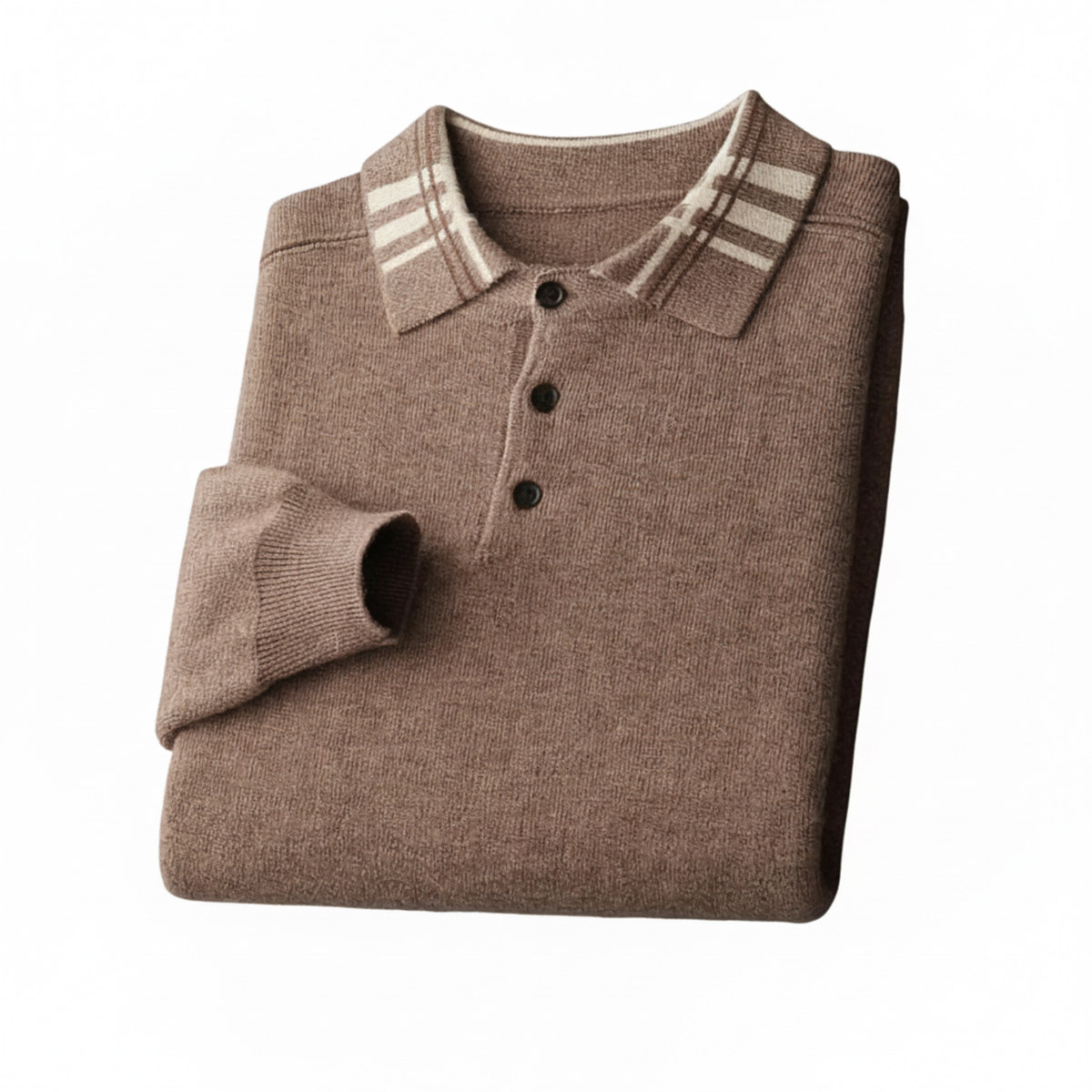 Dama Washington Axel men's polo collar sweater gray stripe trim - view 4