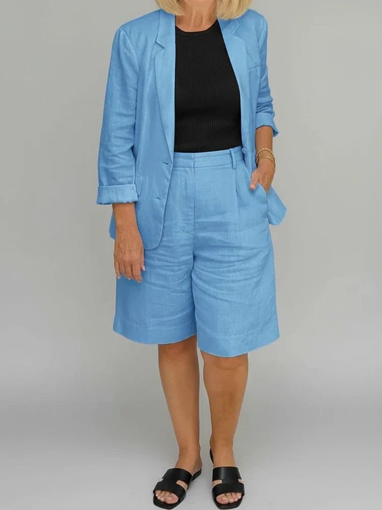 Margot | Women's Linen Blazer Cream Tailored Fit