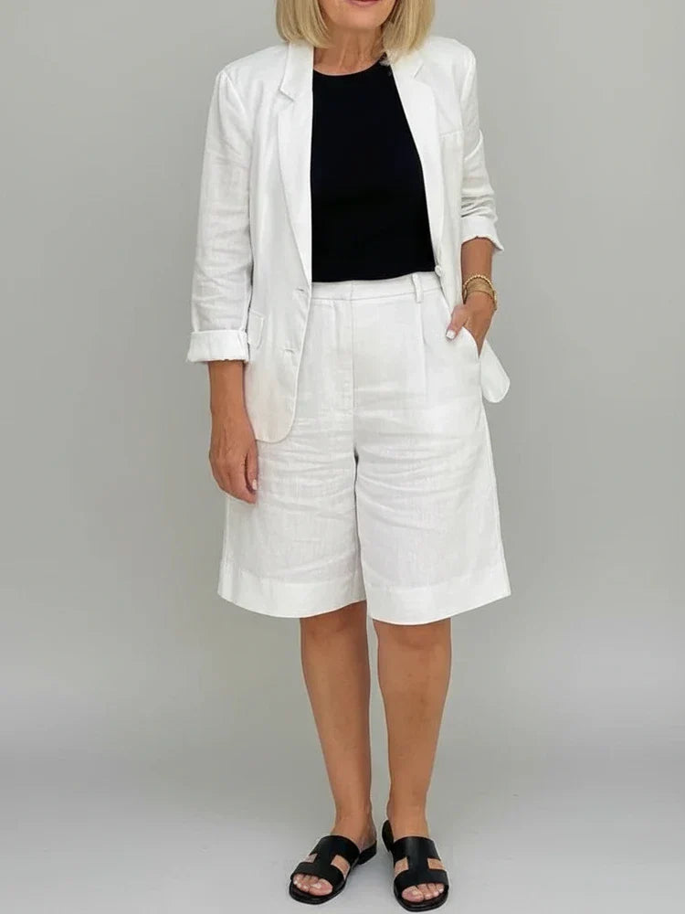 Margot | Women's Linen Blazer Cream Tailored Fit