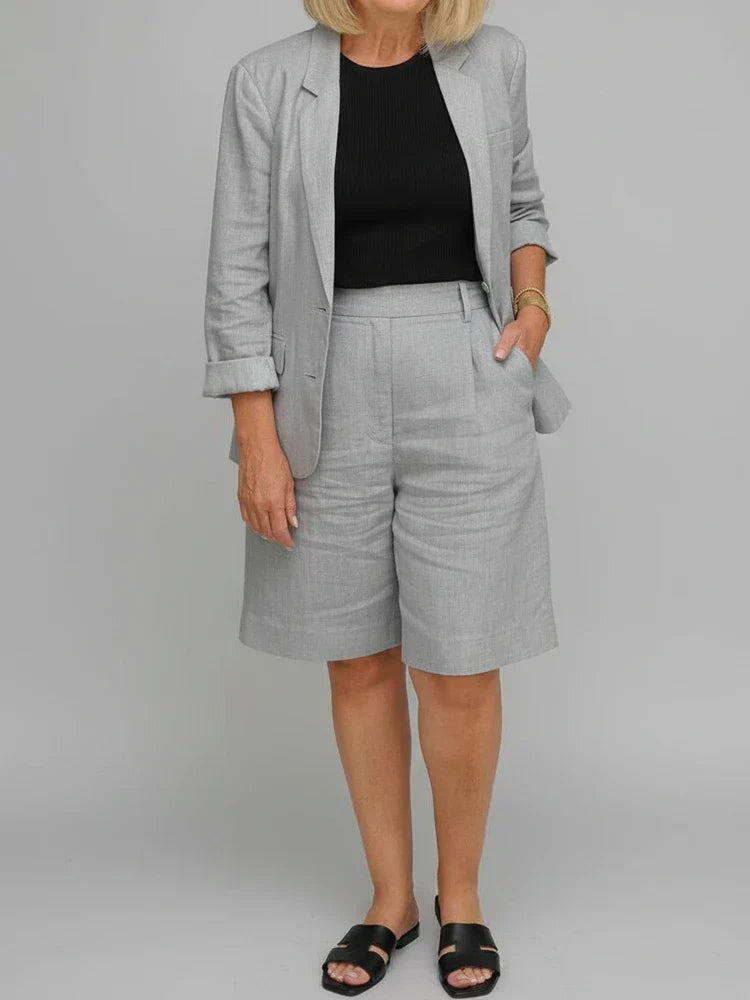 Margot | Women's Linen Blazer Cream Tailored Fit