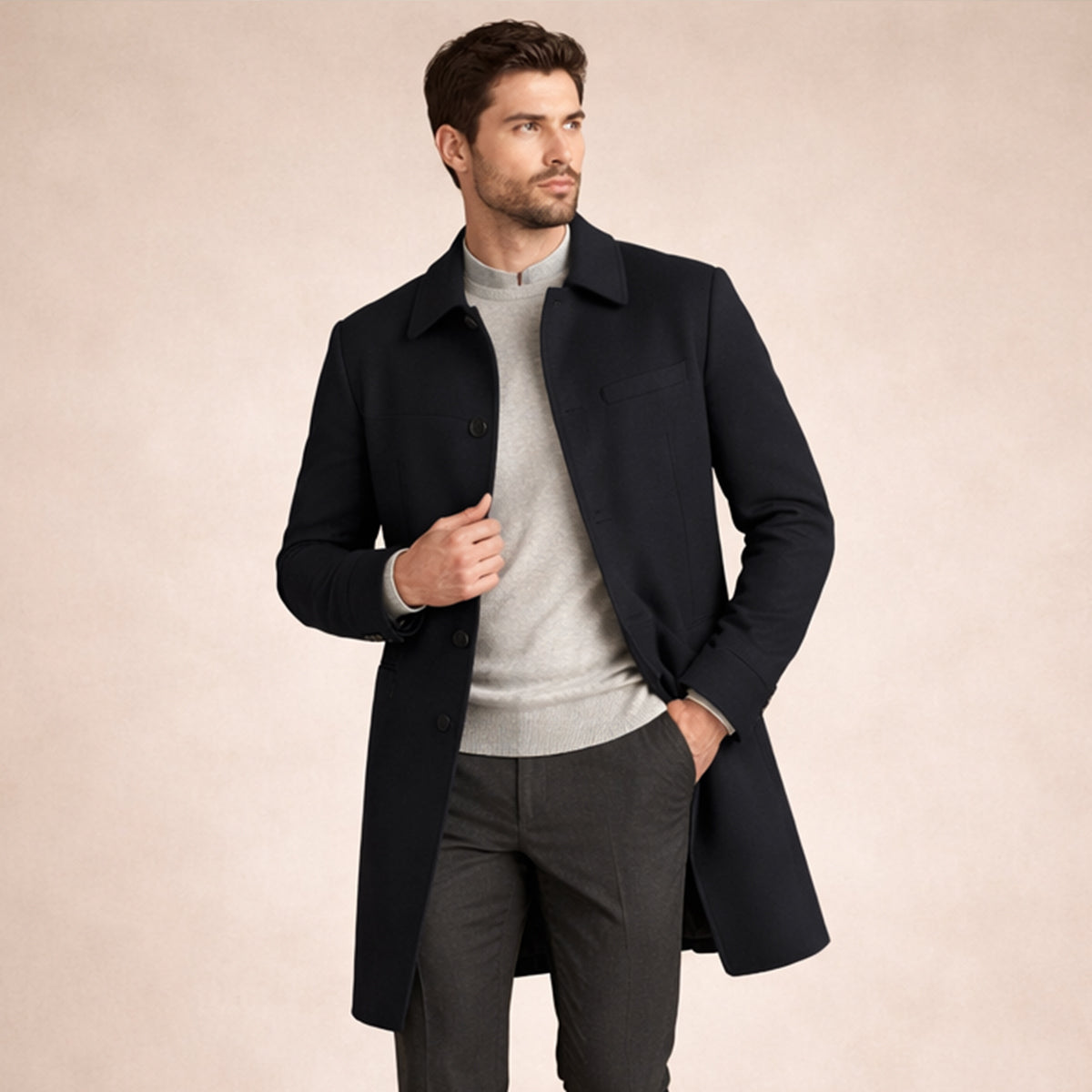 Axel | Men's Smart Casual Overcoat Black