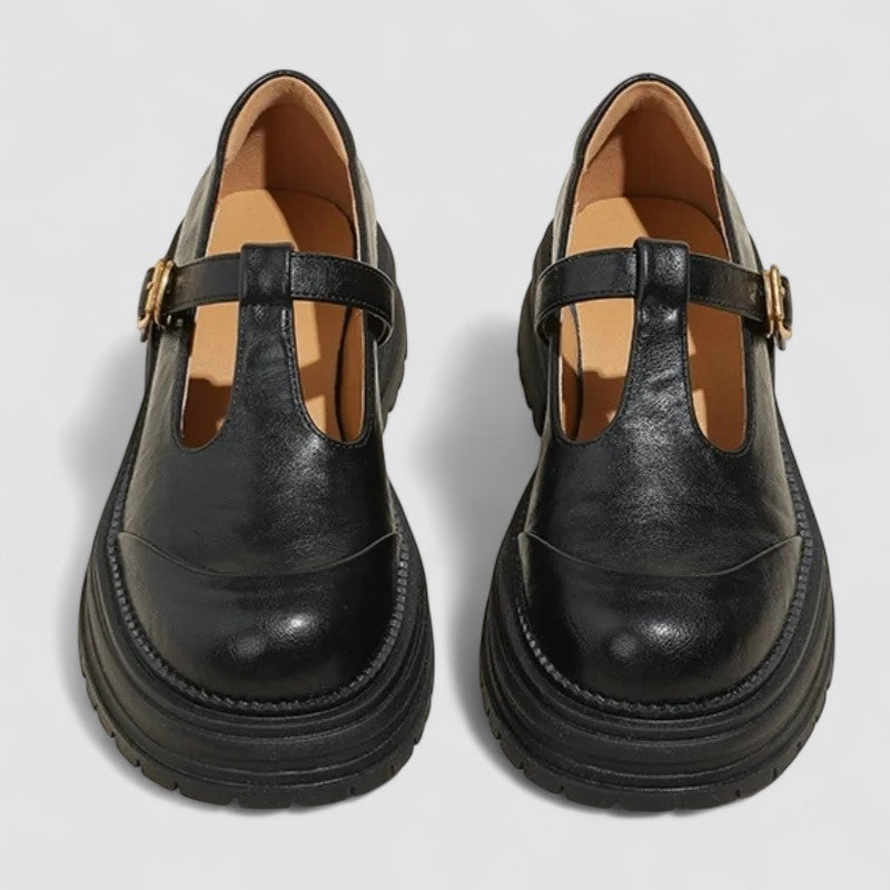Vera | Women's Mary Jane Loafer Brown Leather T Strap
