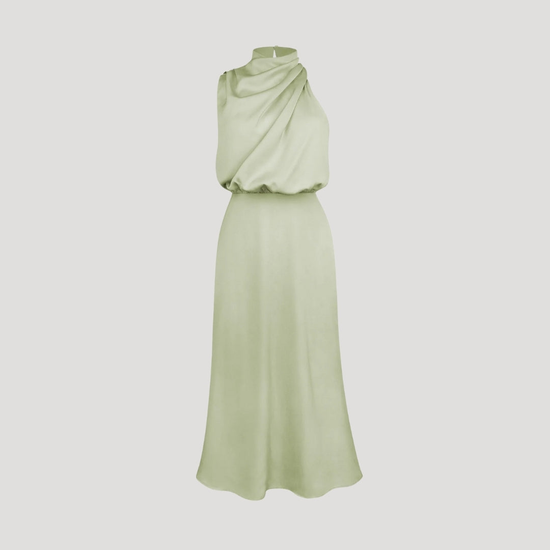 Demi | Women's Satin Halter Dress Black Sleeveless