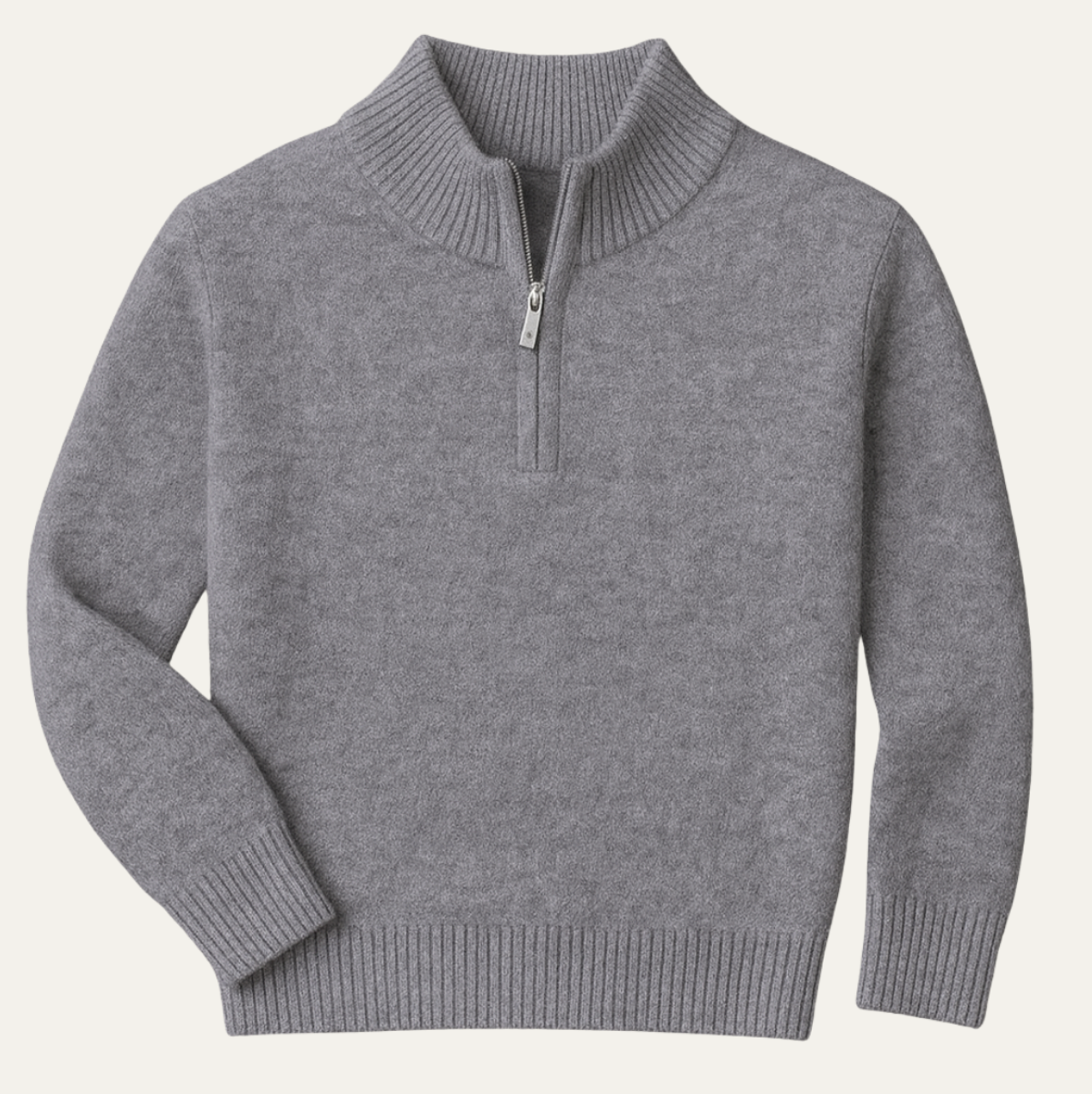 Bram | Men's Quarter Zip Sweater Brown Camel Crew Neck