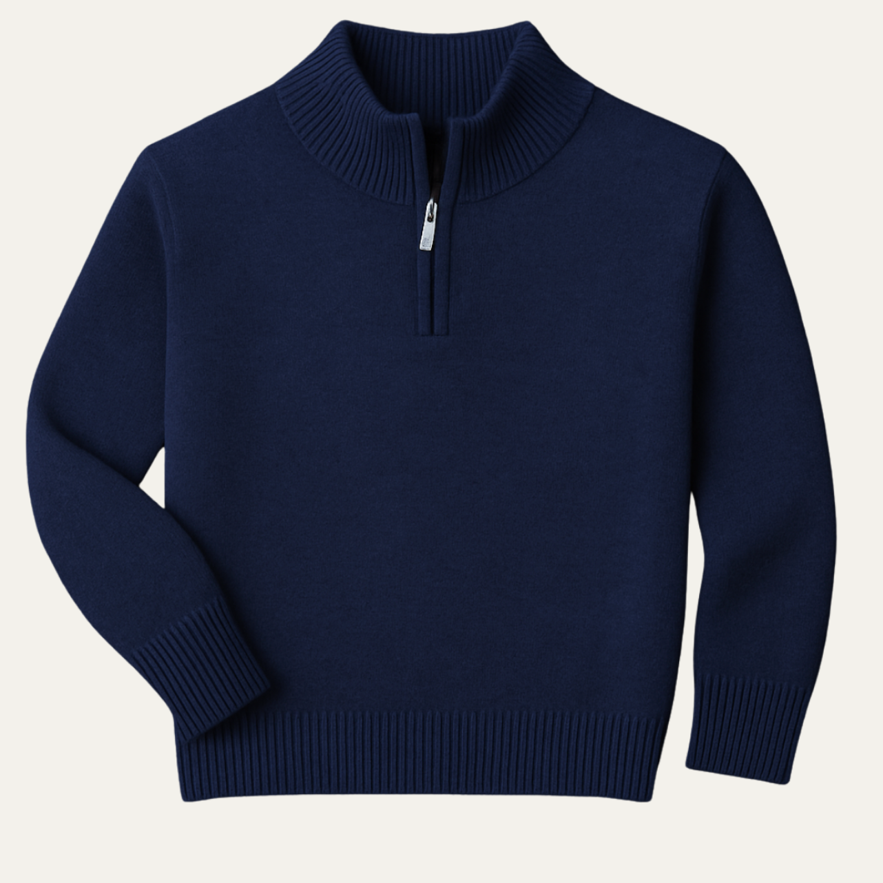 Bram | Men's Quarter Zip Sweater Brown Camel Crew Neck