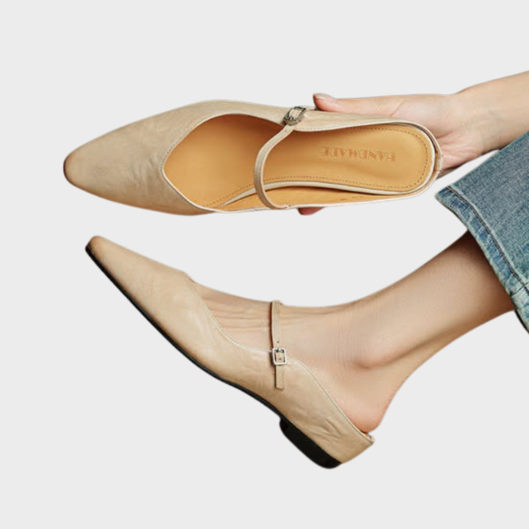 Demi | Women's Leather Mule Cream Ankle Strap