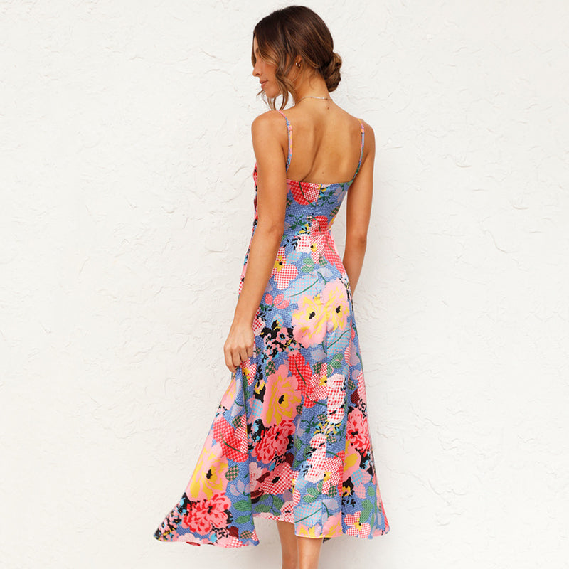Vera | Women's Floral Maxi Dress Cutout Tie Front