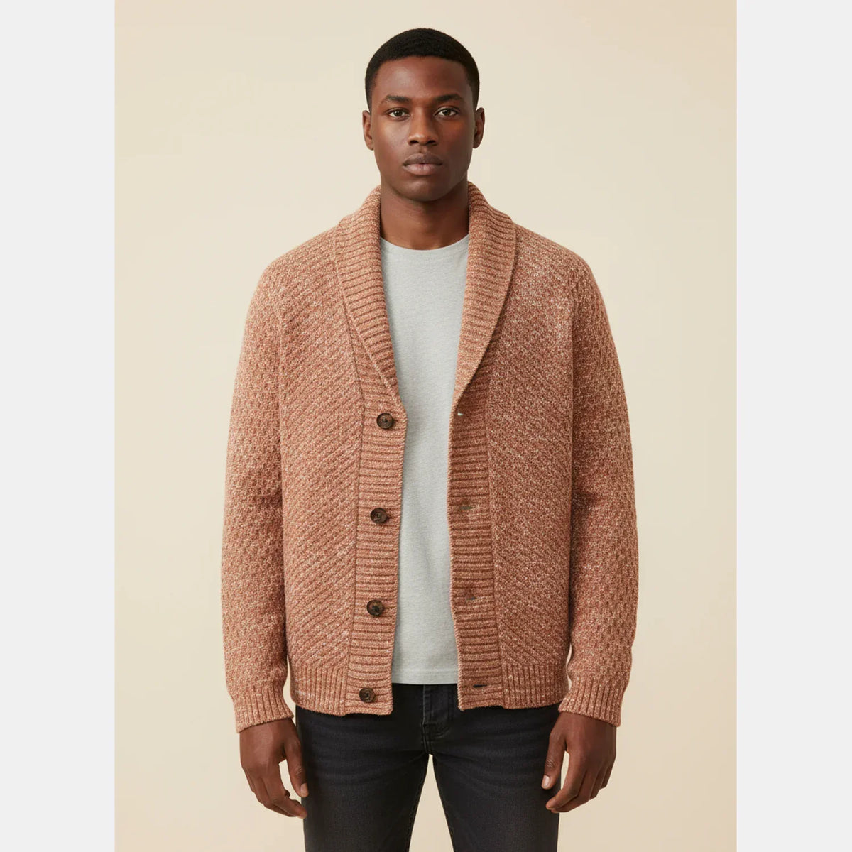 Dama Washington Axel men's shawl collar cardigan sweater blue - view 2