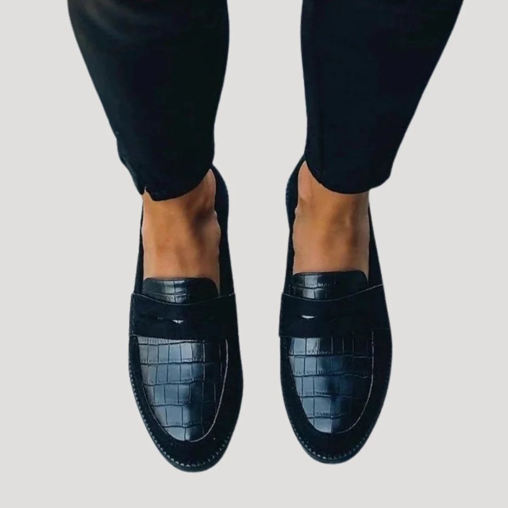 Rowan | Women's Black Suede Croc Loafers Slip On