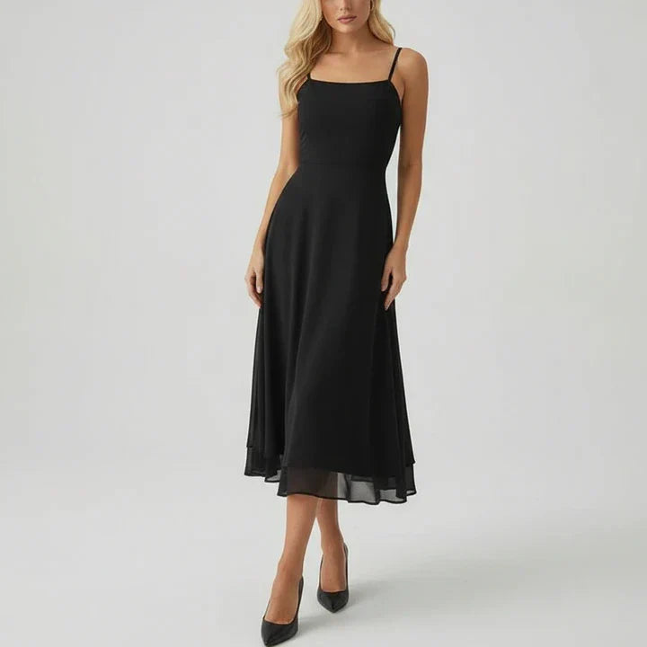 Maren | Women's Square Neck A Line Midi Dress Cream