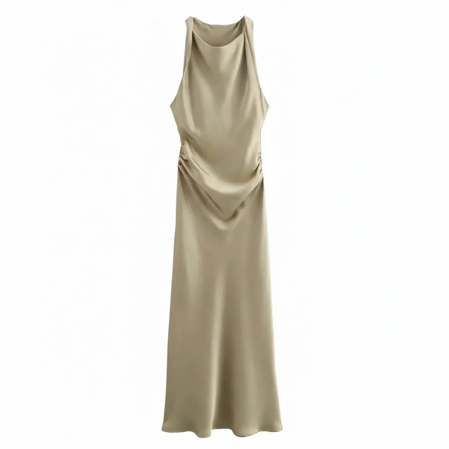 Alma | Women's Satin Maxi Dress Cowl Neck Blue
