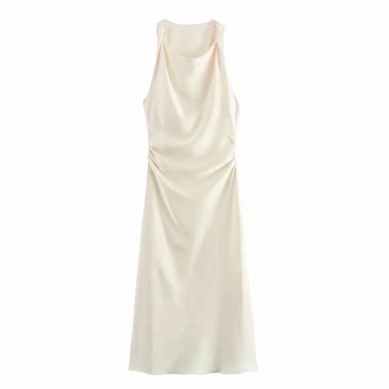 Alma | Women's Satin Maxi Dress Cowl Neck Blue