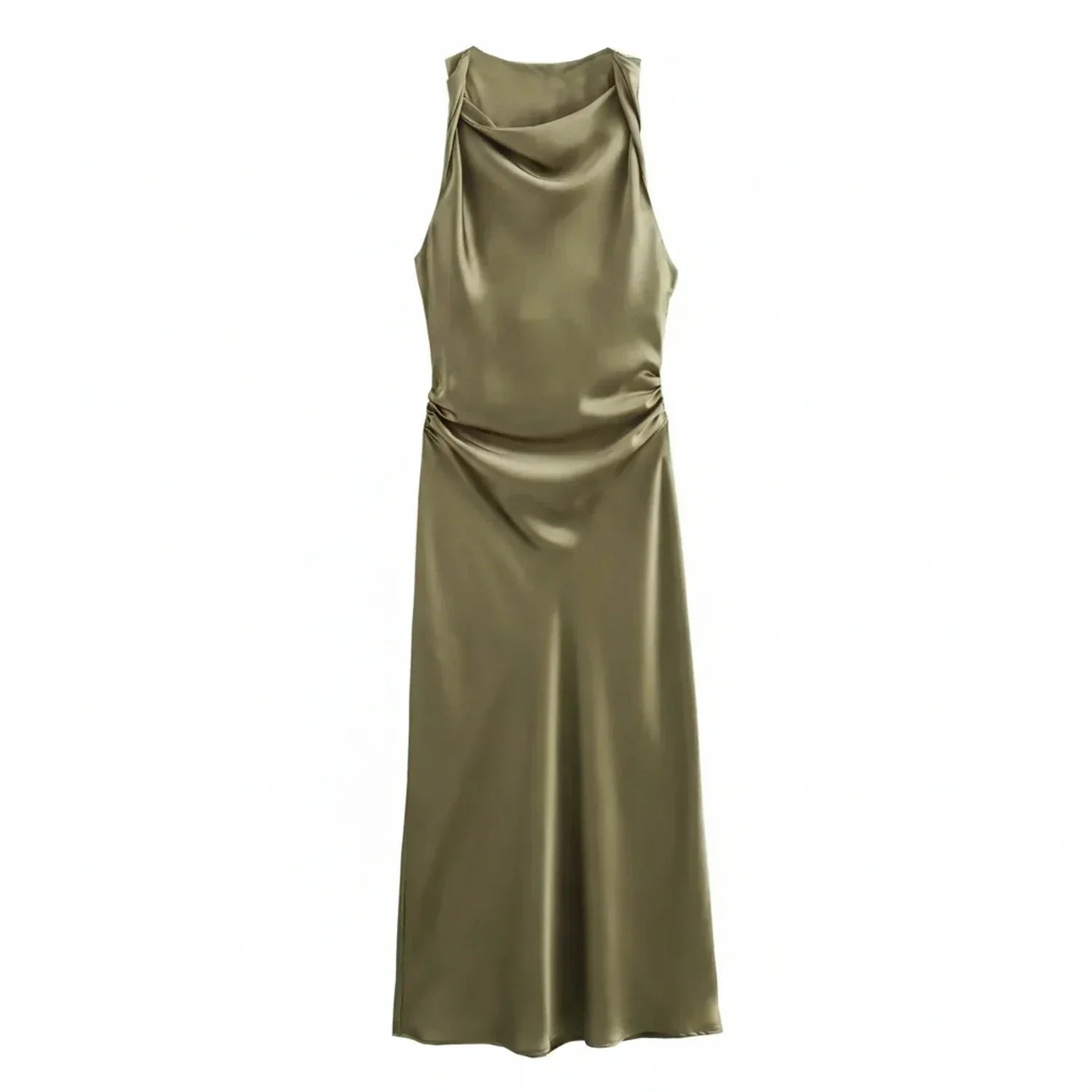 Alma | Women's Satin Maxi Dress Cowl Neck Blue