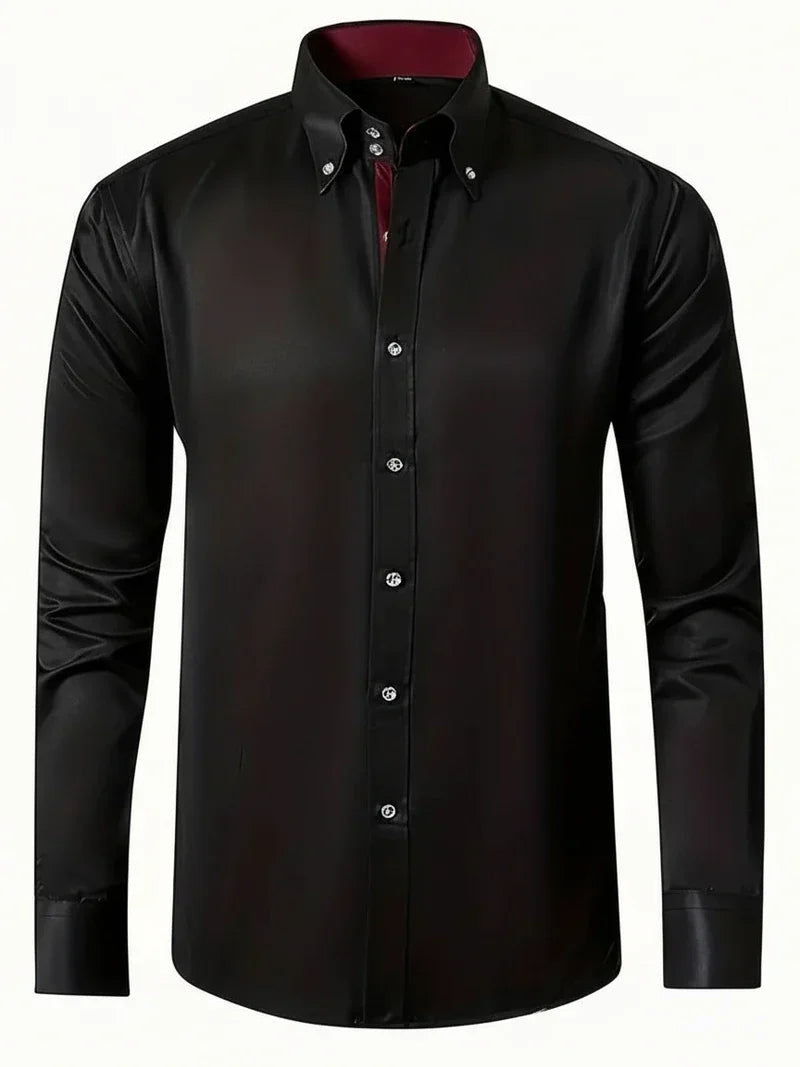 Rowan | Men's Button Up Dress Shirt Black Long Sleeve