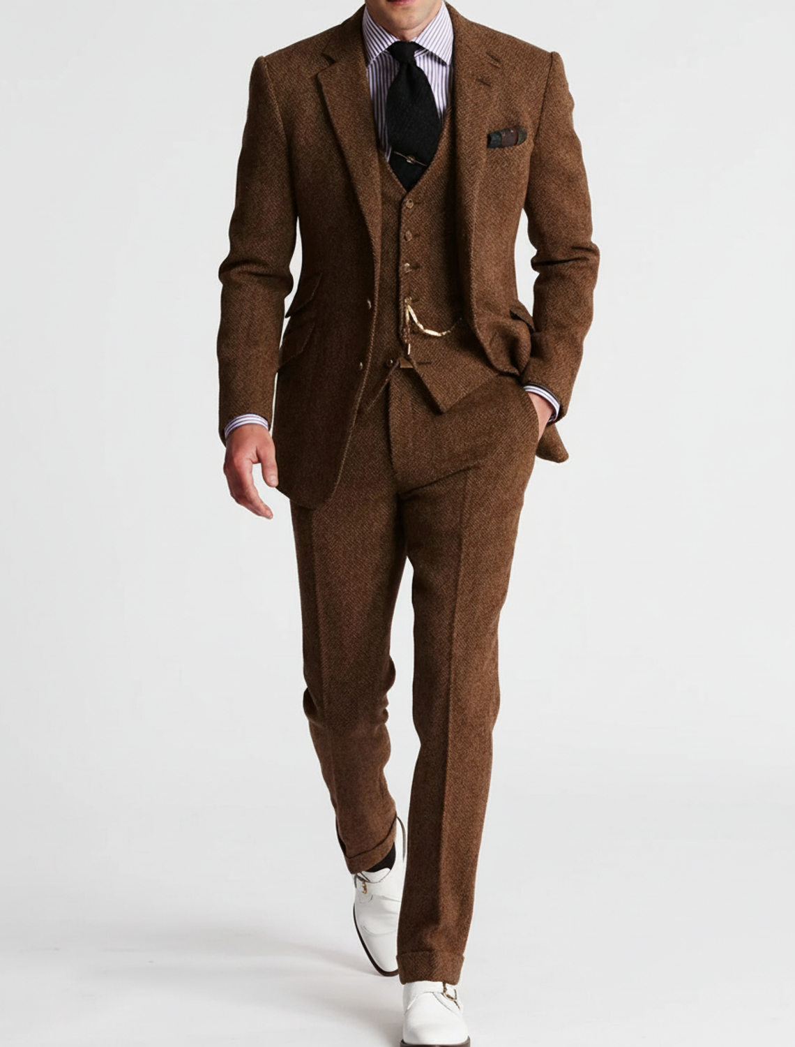 Axel | Men's Three Piece Suit Brown Tweed Tailored
