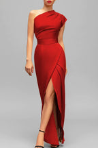 Dama Washington Vera women's one shoulder cocktail dress orange slit - view 3