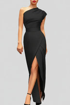 Dama Washington Vera women's one shoulder cocktail dress orange slit - view 2