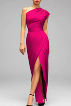 Dama Washington Vera women's one shoulder cocktail dress orange slit - view 4