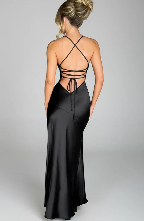Lola | Women's Slip Maxi Dress Yellow V Neck Spaghetti Strap