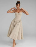 Dama Washington Isla women's strapless a line midi dress cream - front view