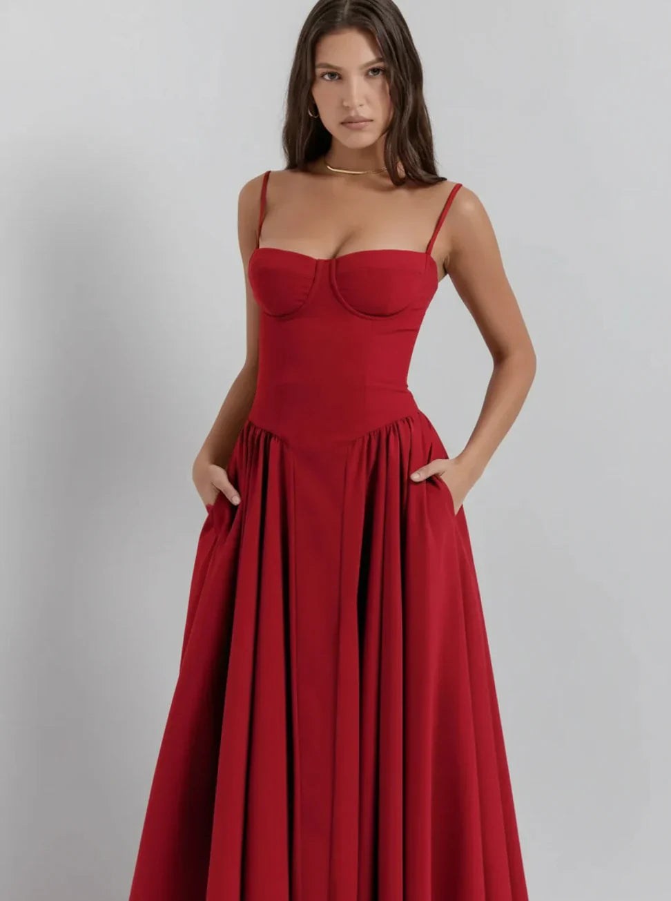 Isla | Women's Strapless A Line Midi Dress Cream