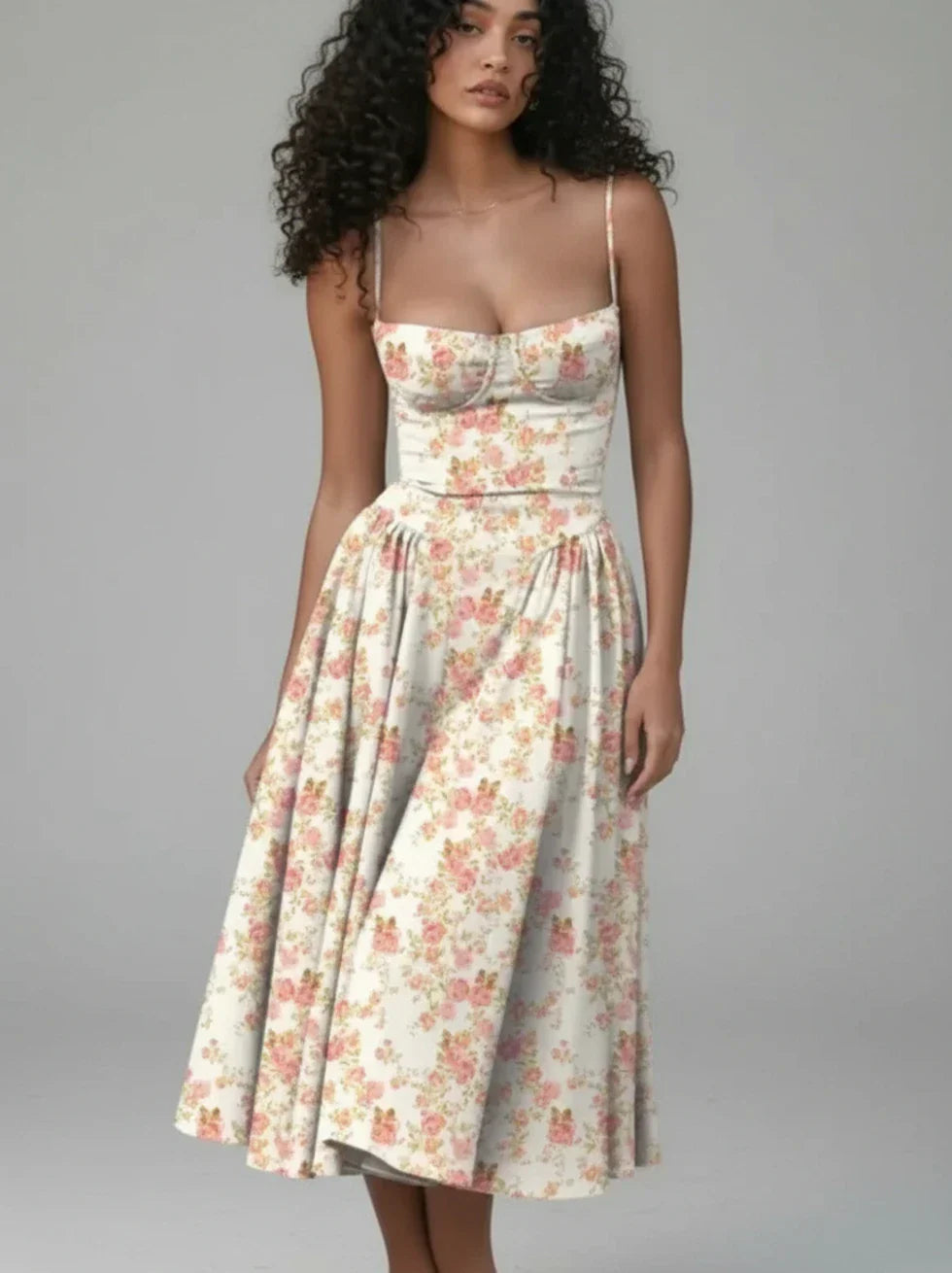 Isla | Women's Strapless A Line Midi Dress Cream