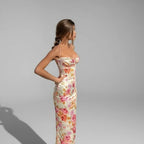 Dama Washington Edie women's floral ruched maxi dress cream sweetheart neckline - view 4