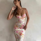 Dama Washington Edie women's floral ruched maxi dress cream sweetheart neckline - view 2