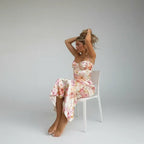 Dama Washington Edie women's floral ruched maxi dress cream sweetheart neckline - view 3