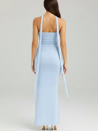 Dama Washington Cleo women's strapless maxi dress light blue ruched - view 8