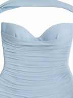 Dama Washington Cleo women's strapless maxi dress light blue ruched - view 9
