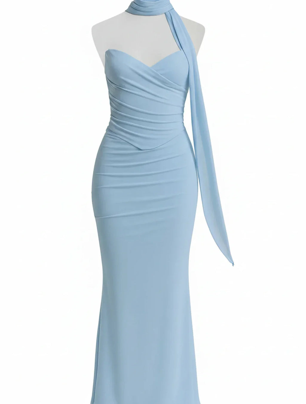 Dama Washington Cleo women's strapless maxi dress light blue ruched - view 10