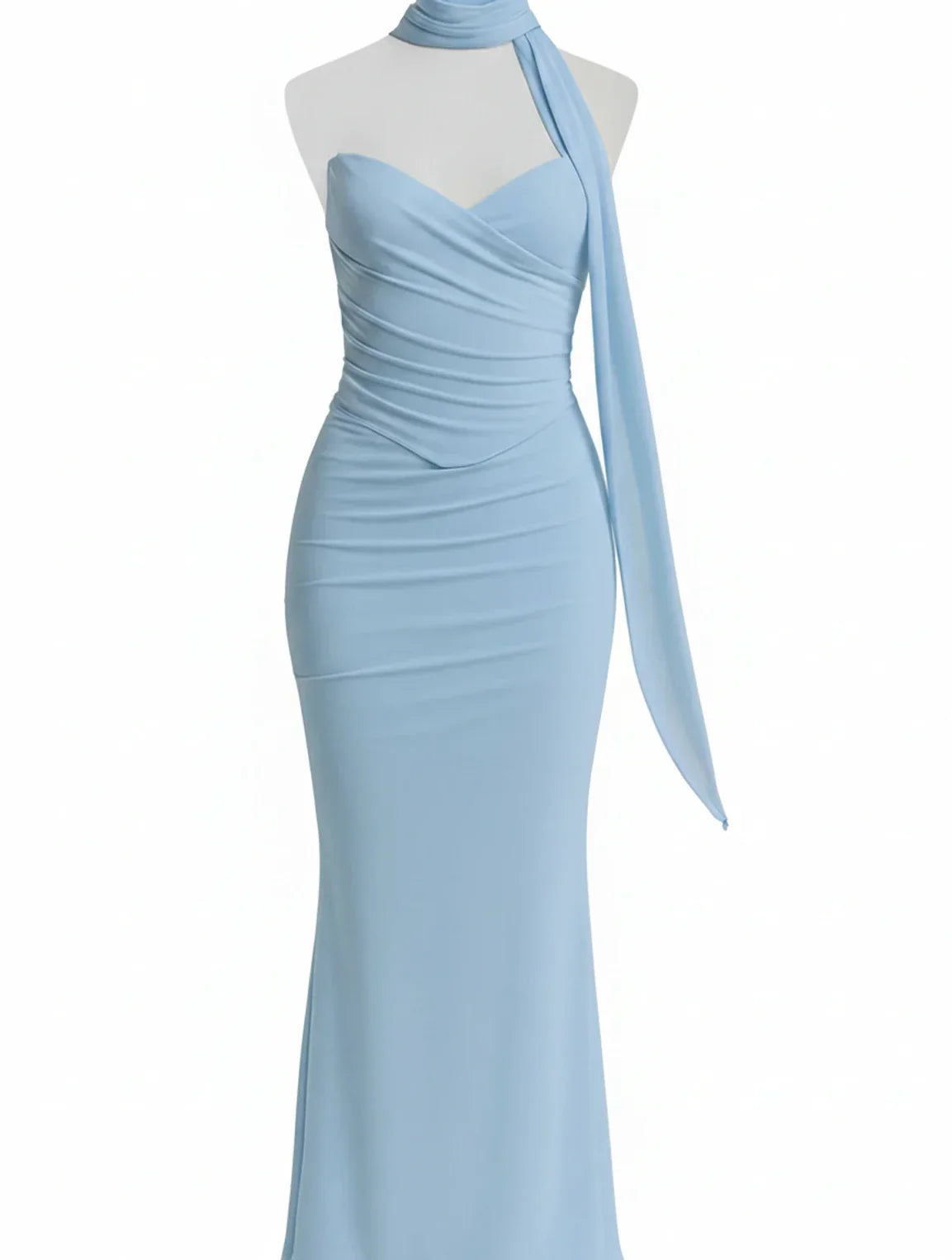 Cleo | Women's Strapless Maxi Dress Light Blue Ruched
