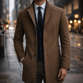 Dama Washington Axel men's wool overcoat brown button front - view 2