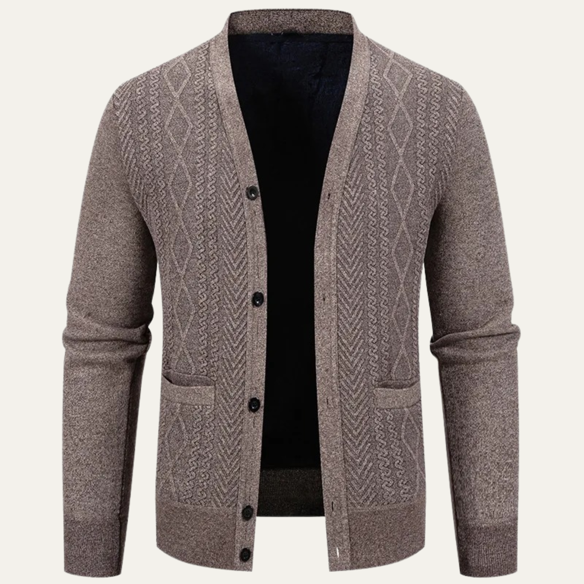 Rhys | Men's Cable Knit Cardigan Navy Button Up Casual