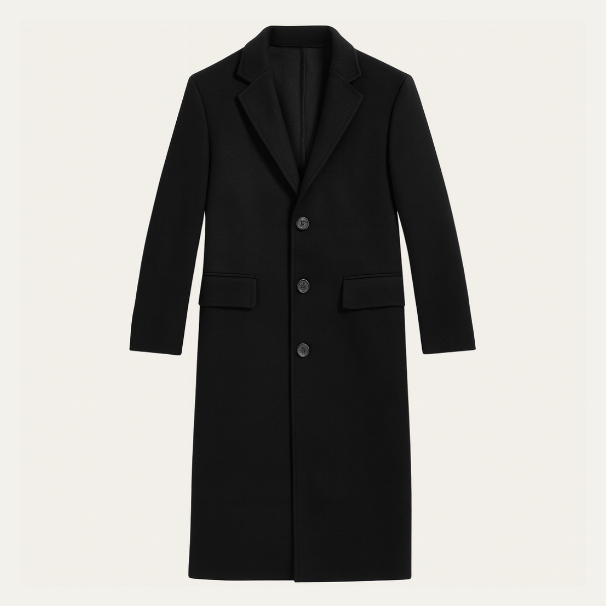 Voss | Men's Wool Overcoat Black Single Breasted