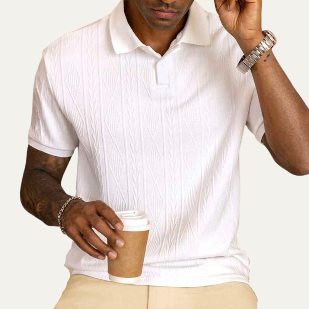 Dama Washington Sage men's textured polo shirt black - view 2