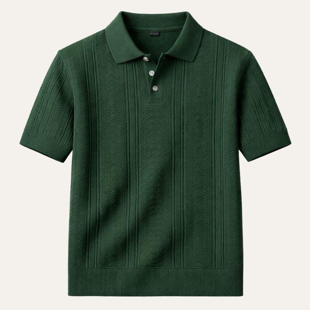 Axel | Men's Cable Knit Polo Shirt Forest Green