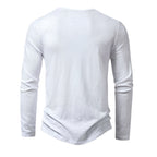 Dama Washington Bram men's long sleeve henley shirt olive green button placket - view 12