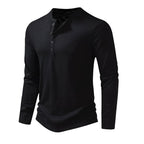 Dama Washington Bram men's long sleeve henley shirt olive green button placket - view 4