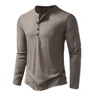 Dama Washington Bram men's long sleeve henley shirt olive green button placket - view 3