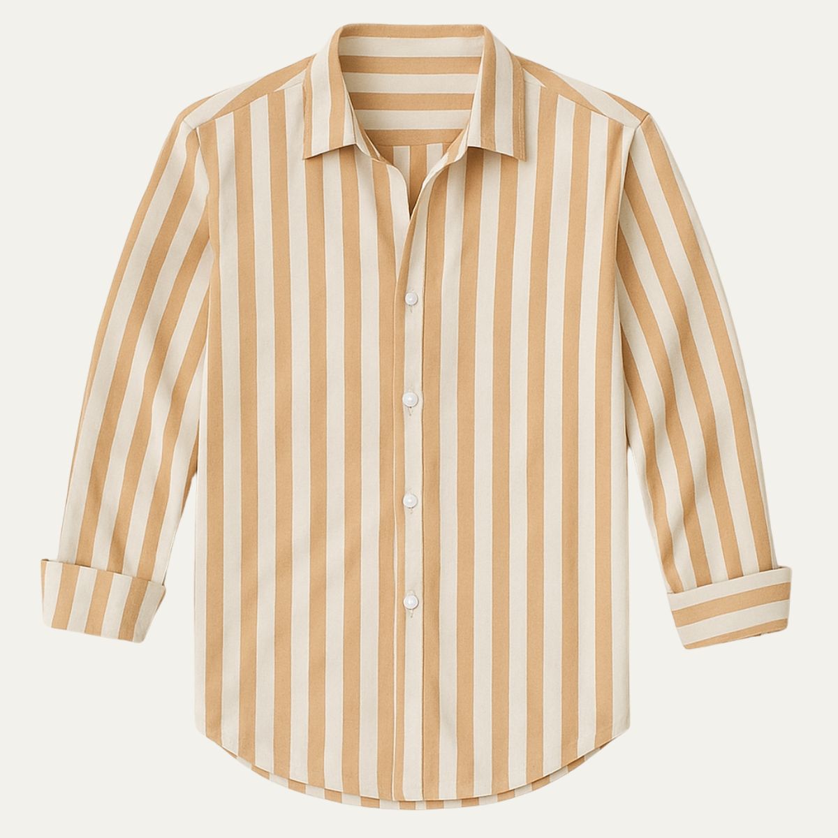 Camille | Men's Striped Linen Shirt Long Sleeve Blue Cream