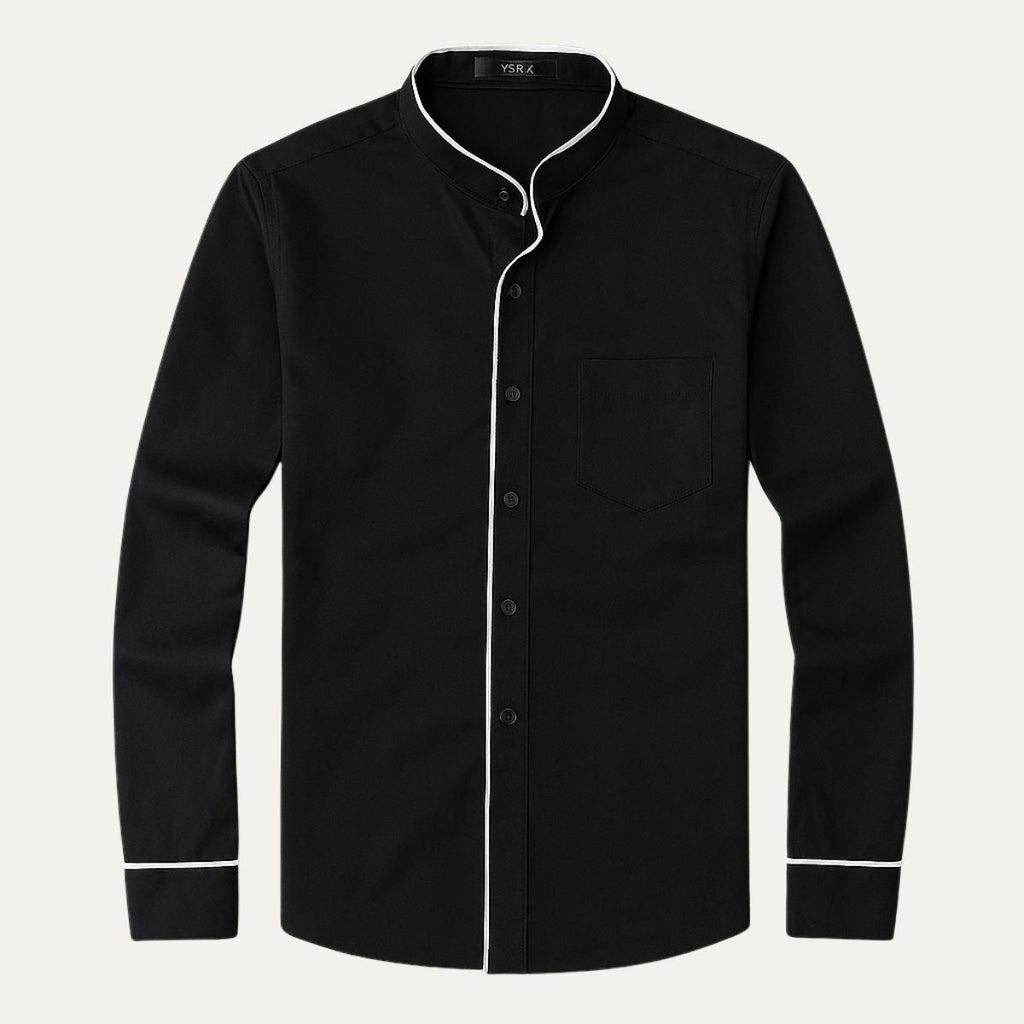 Dama Washington Axel men's button up shirt white black trim - view 3