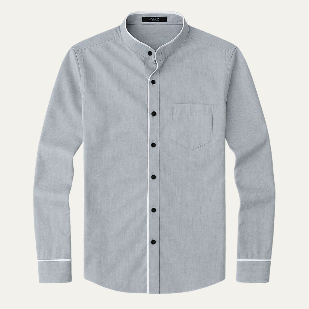 Dama Washington Axel men's button up shirt white black trim - view 2