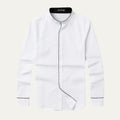 Dama Washington Axel men's button up shirt white black trim - front view