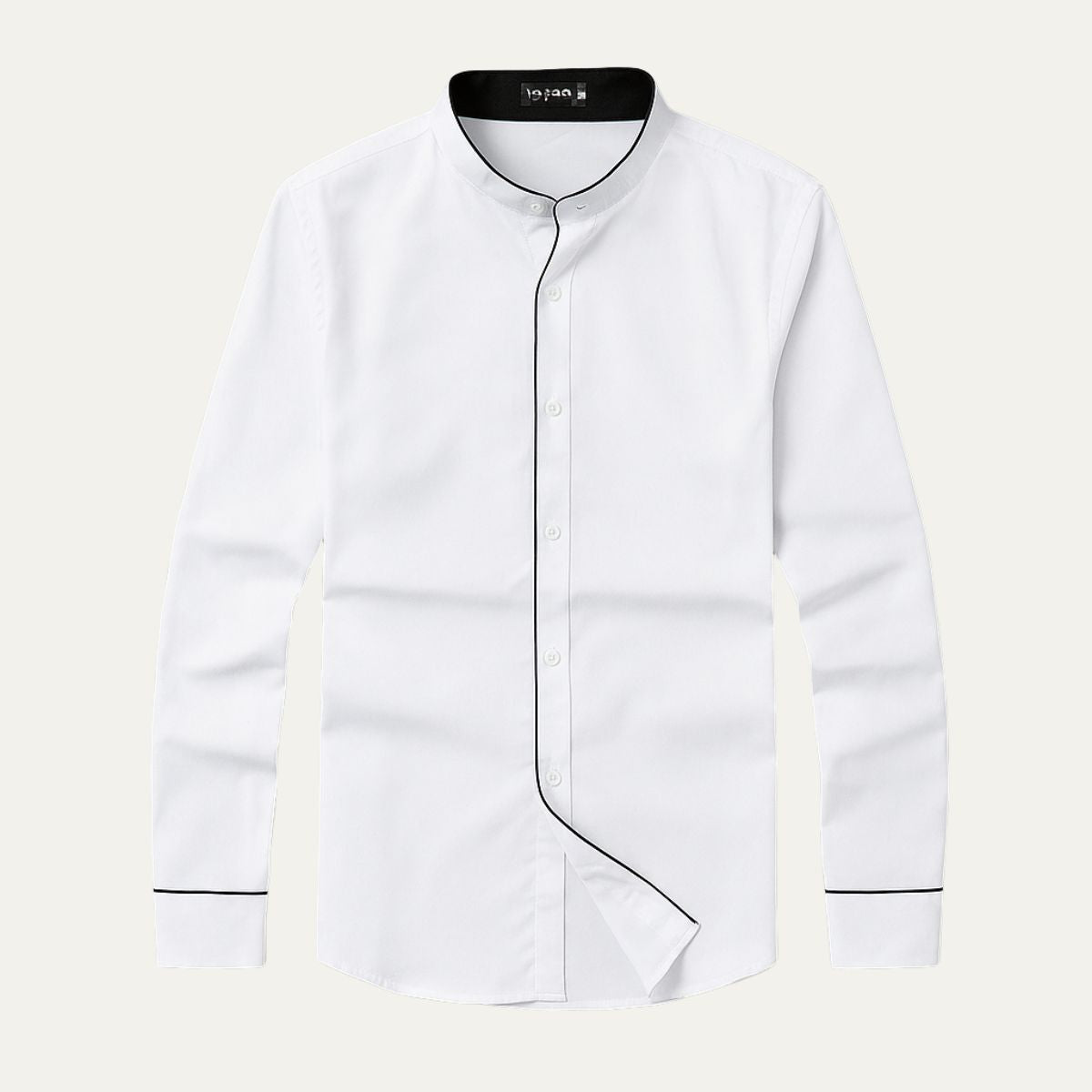 Axel | Men's Button Up Shirt White Black Trim