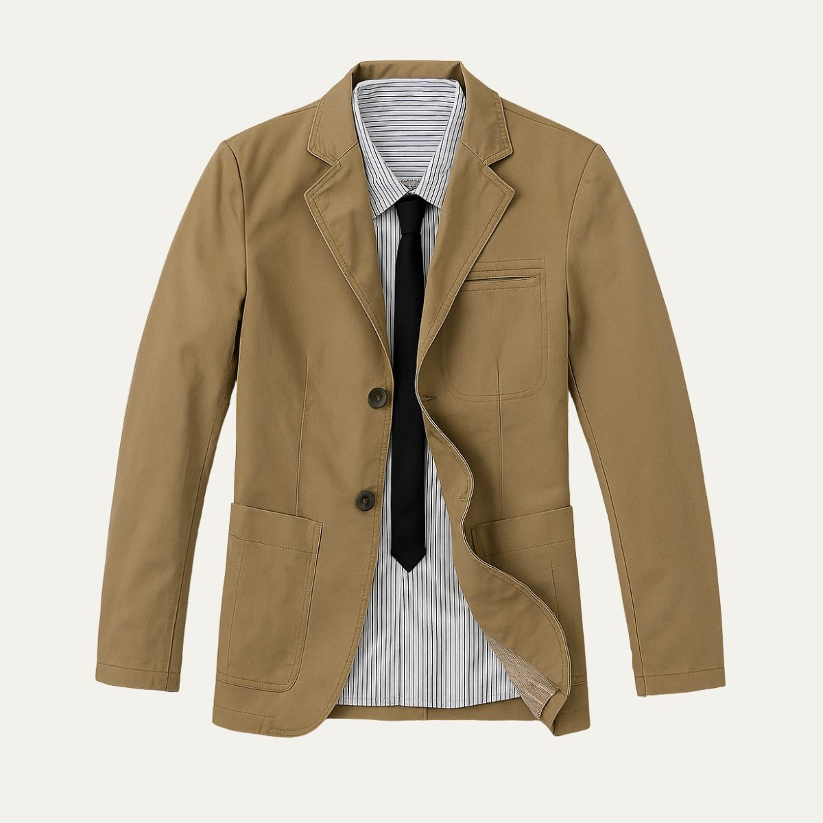 Ezra | Men's Casual Cotton Blazer Khaki Button Up