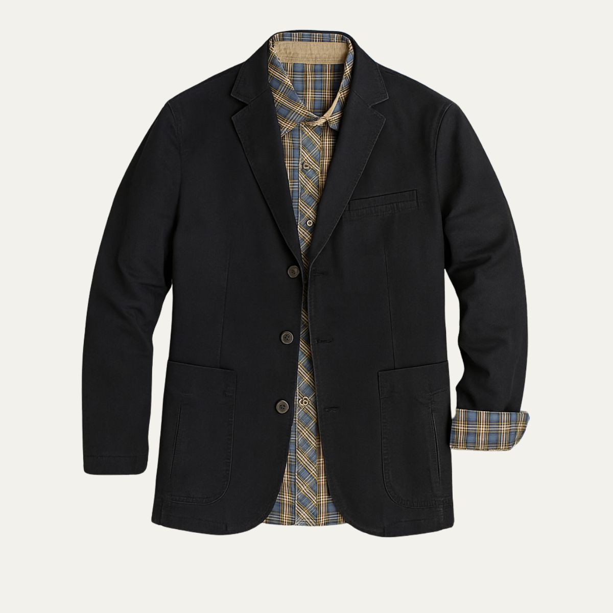 Ezra | Men's Casual Cotton Blazer Khaki Button Up