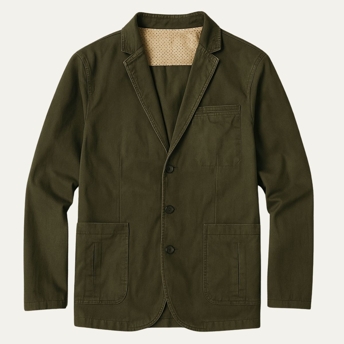 Ezra | Men's Casual Cotton Blazer Khaki Button Up