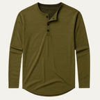 Dama Washington Bram men's long sleeve henley shirt olive green button placket - view 5